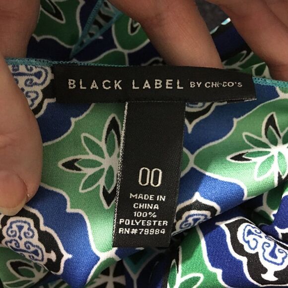 Chico’s Black Label Blue Green & Black Tunic Top Size 00 XS 2 - Picture 8 of 8